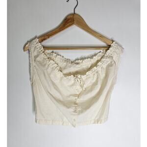 John Galt Lace Beige Shirt Off Shoulder Crop Top Womens One Size